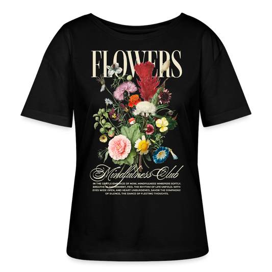 Flowers Design T-Shirt - Schwarz