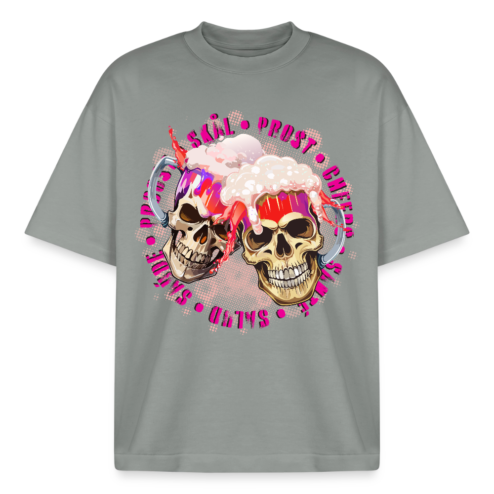Party Skull Design T-Shirt - Nebelgrau