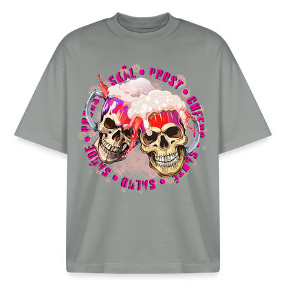 Party Skull Design T-Shirt - Nebelgrau