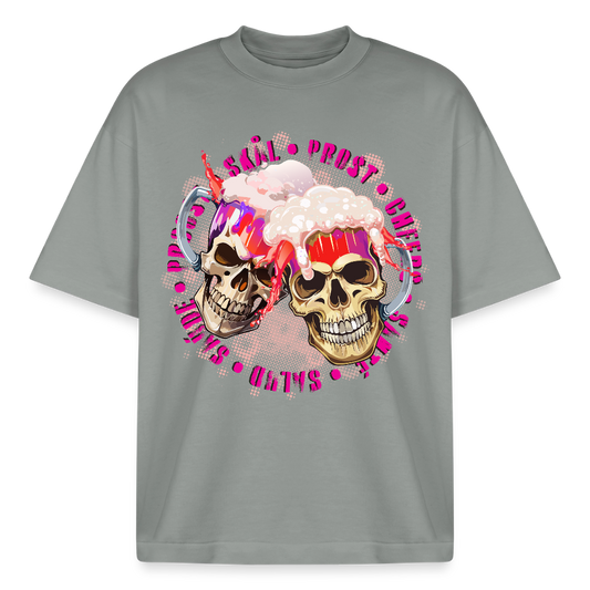 Party Skull Design T-Shirt - Nebelgrau