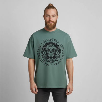 Skull Design T-Shirt - Grüner Bucht