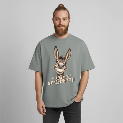 Boxy Unisex T-Shirt mit Eselmotiv - Nebelgrau