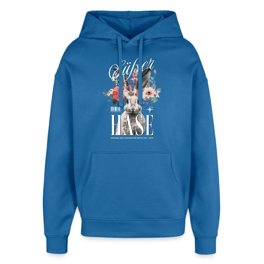 Oversized Unisex Hoodie mit Hase Motiv - Achtsames Blau