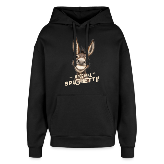 Oversized Unisex Hoodie mit Eselmotiv - Schwarz