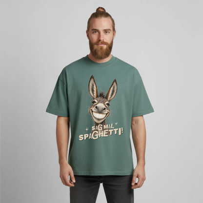 Boxy Unisex T-Shirt mit Eselmotiv - Grüner Bucht