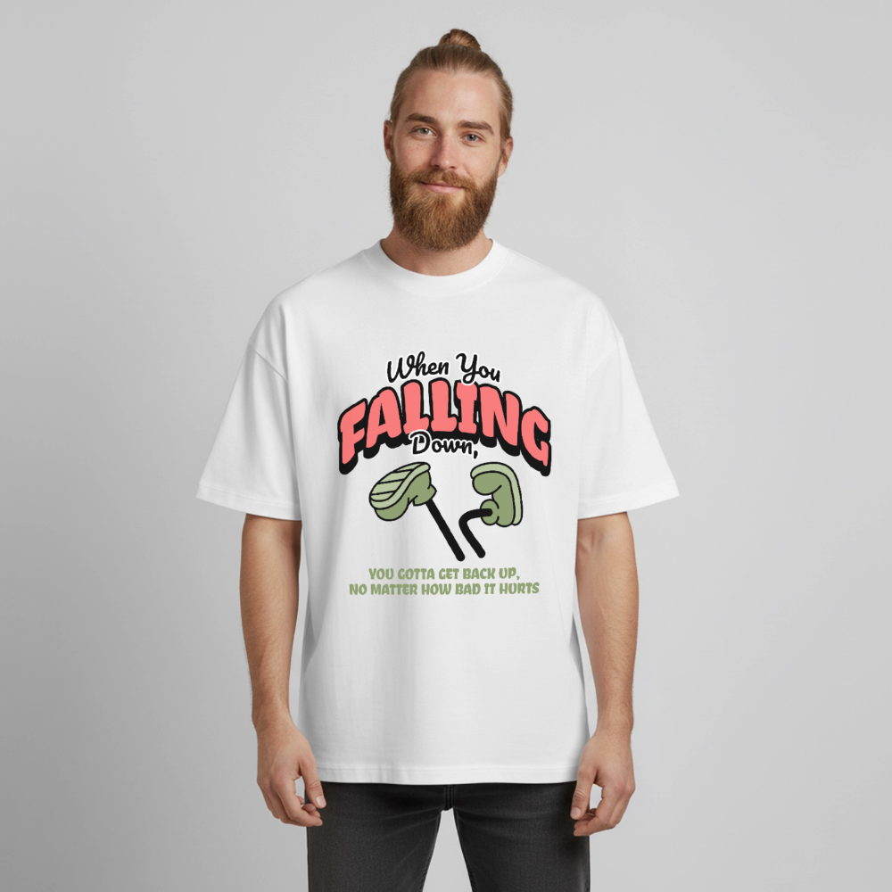Falling Down Design T-Shirt - Weiß