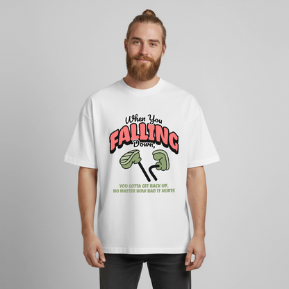 Falling Down Design T-Shirt - Weiß