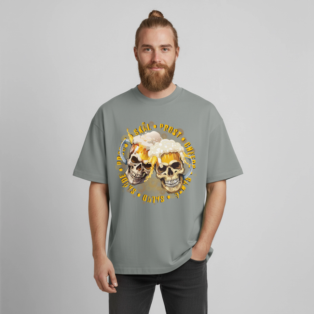 Party Skull Design T-Shirt - Nebelgrau