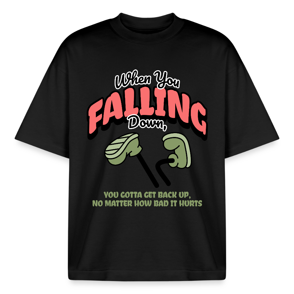 Falling Down Design T-Shirt - Schwarz