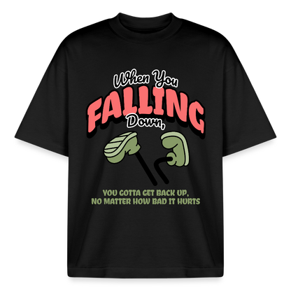 Falling Down Design T-Shirt - Schwarz