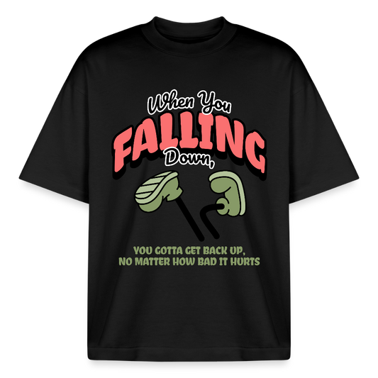 Falling Down Design T-Shirt - Schwarz