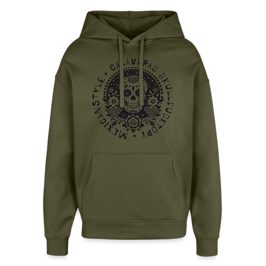 Skull Design Hoodie - Khaki