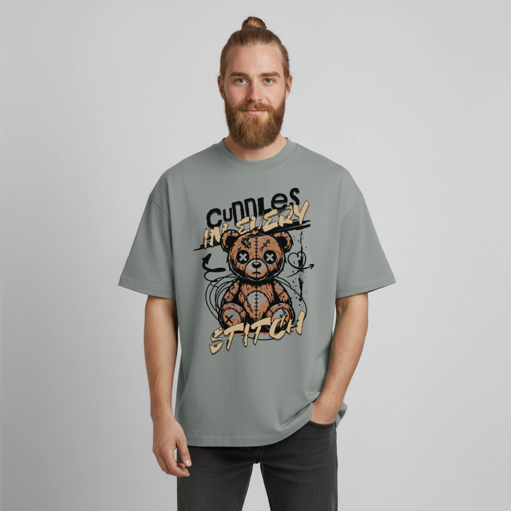 Bear Design T-Shirt - Nebelgrau