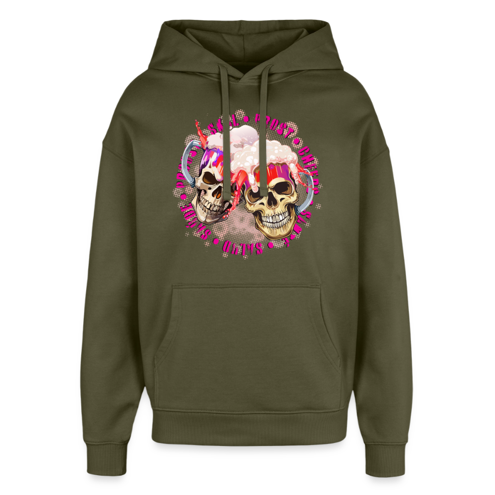 Party Skull Design Hoodie - Khaki