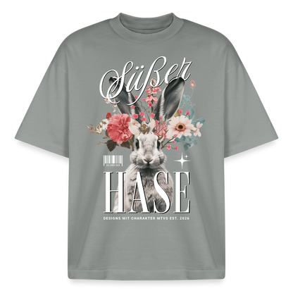 Boxy Unisex T-Shirt mit Hase Design - Nebelgrau