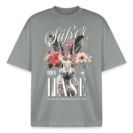 Boxy Unisex T-Shirt mit Hase Design - Nebelgrau