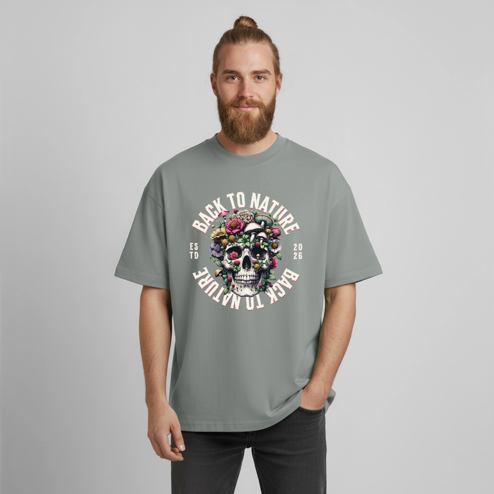 Skull Nature Design T-Shirt - Nebelgrau