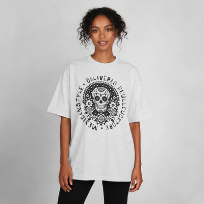 Skull Design T-Shirt - Kühles Grau meliert