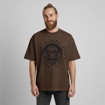 Skull Design T-Shirt - Dunkelbraun