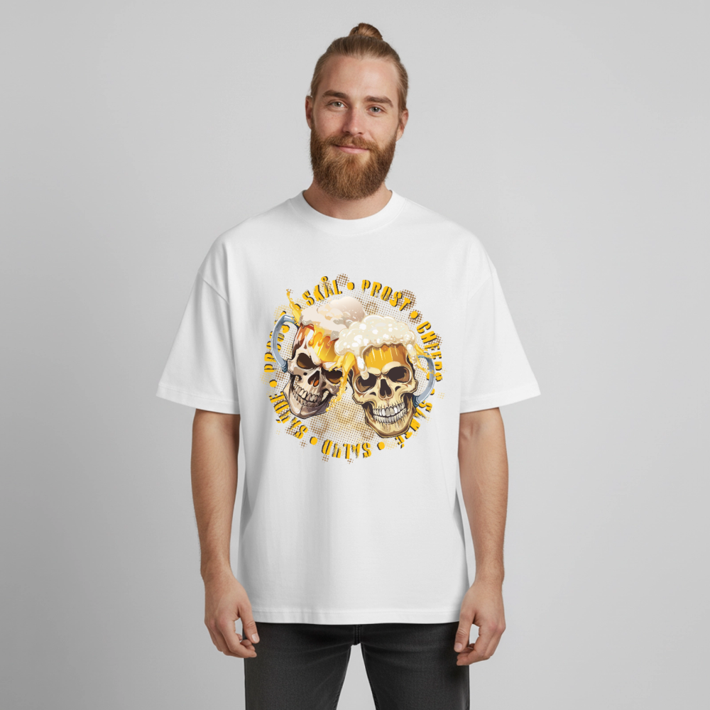 Party Skull Design T-Shirt - Weiß