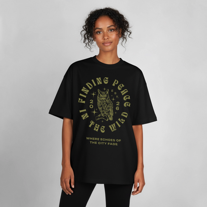 Eule Design T-Shirt - Schwarz