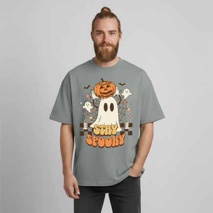 Stay Spooky Design T-Shirt - Nebelgrau