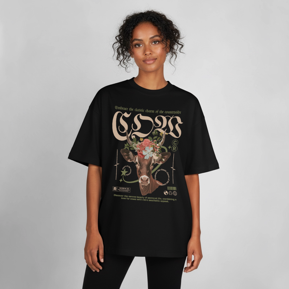 Kuh Design T-Shirt - Schwarz