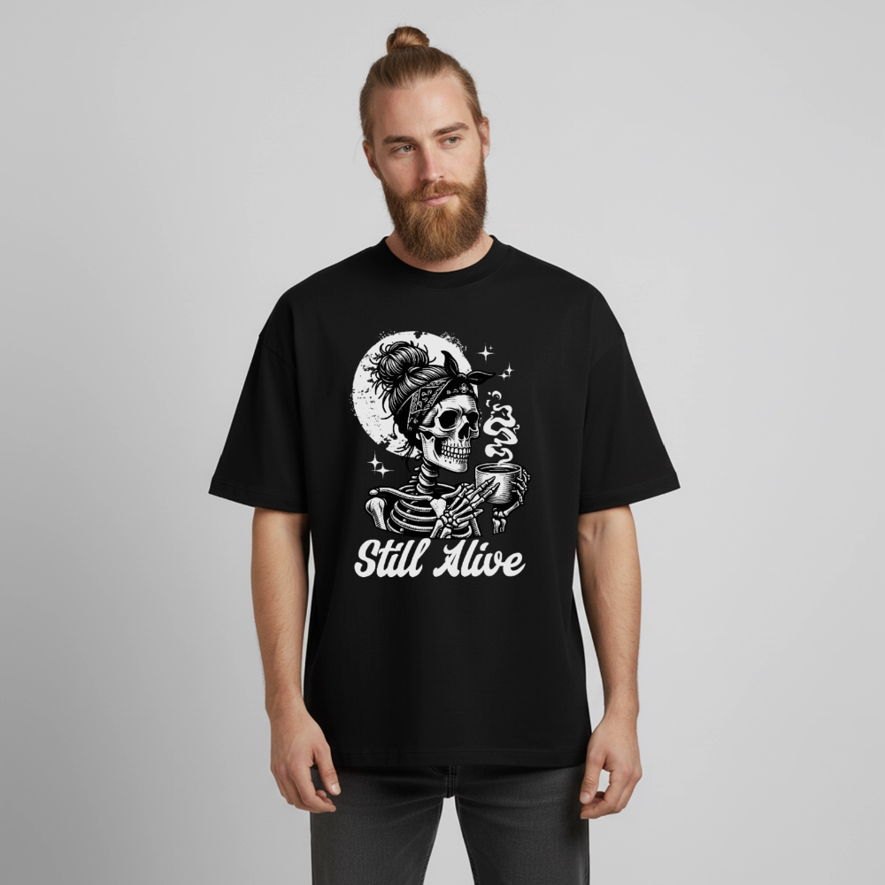 Skull Alive Design T-Shirt - Schwarz
