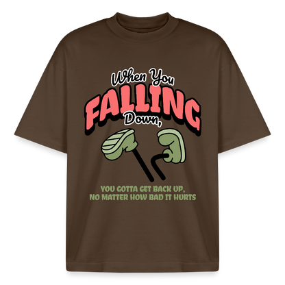 Falling Down Design T-Shirt - Dunkelbraun
