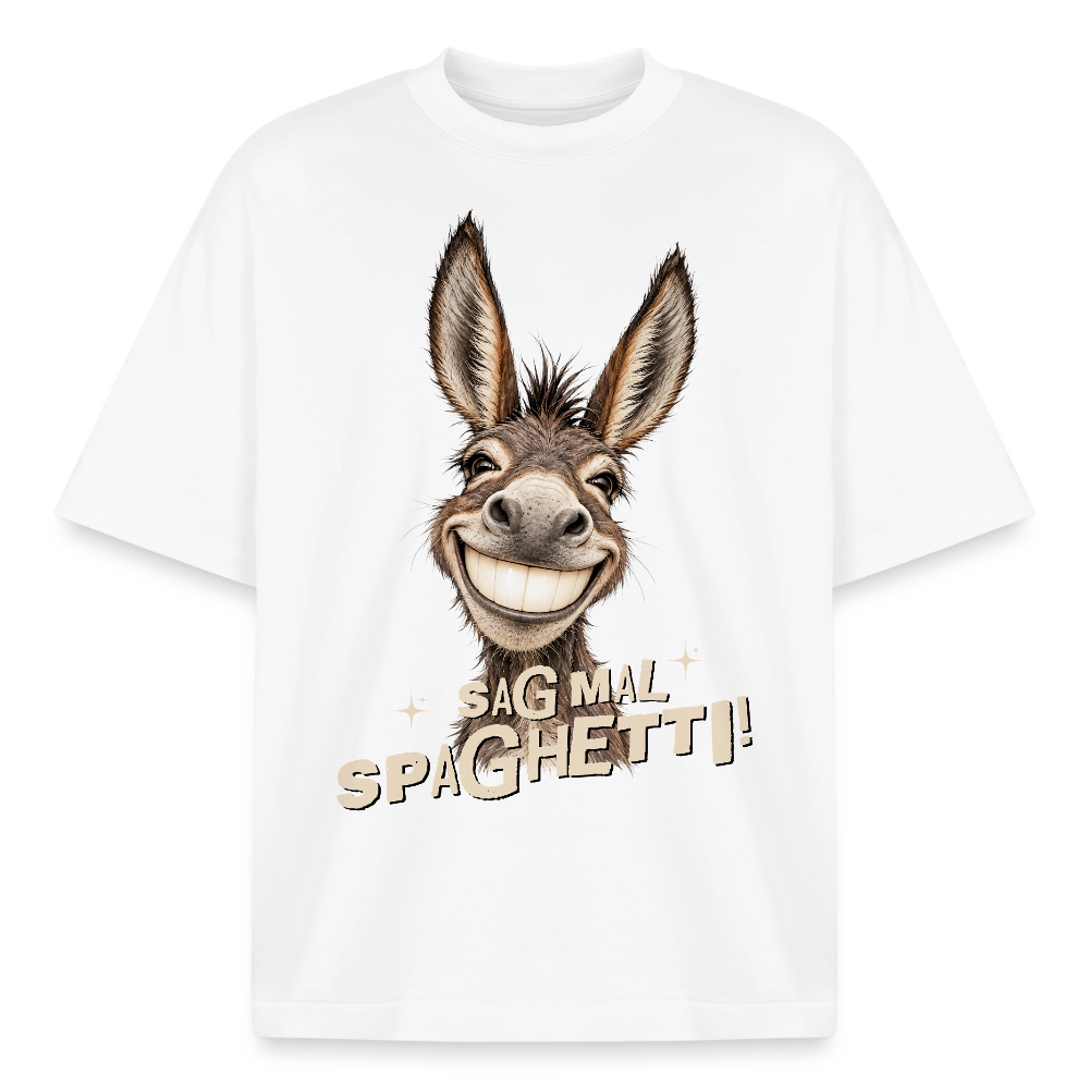 Boxy Unisex T-Shirt mit Eselmotiv - Weiß