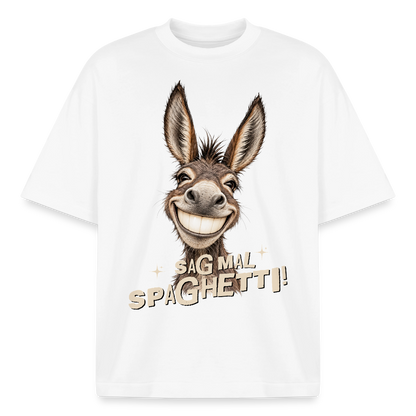 Boxy Unisex T-Shirt mit Eselmotiv - Weiß