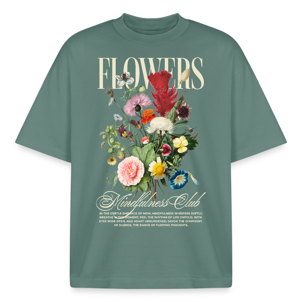 Flowers Design Boxy T-Shirt - Grüner Bucht