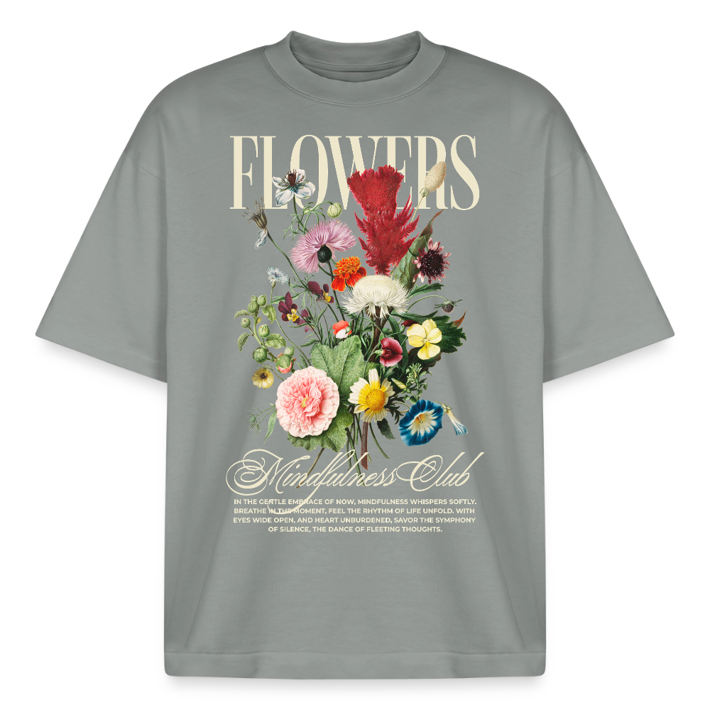 Flowers Design Boxy T-Shirt - Nebelgrau