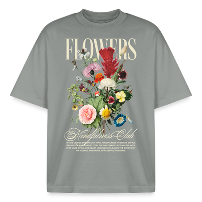 Flowers Design Boxy T-Shirt - Nebelgrau