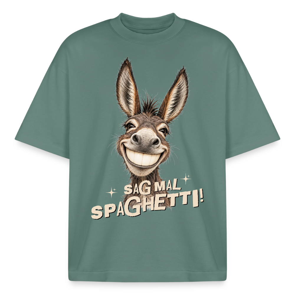 Boxy Unisex T-Shirt mit Eselmotiv - Grüner Bucht