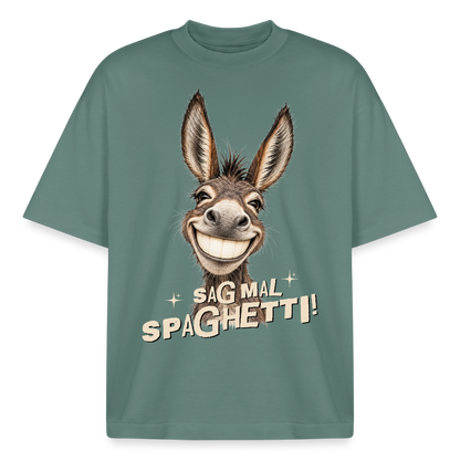 Boxy Unisex T-Shirt mit Eselmotiv - Grüner Bucht