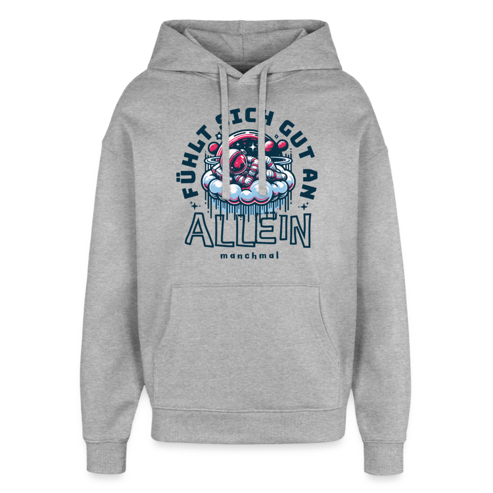 Oversized Unisex Hoodie mit Astronautmotiv - Grau meliert