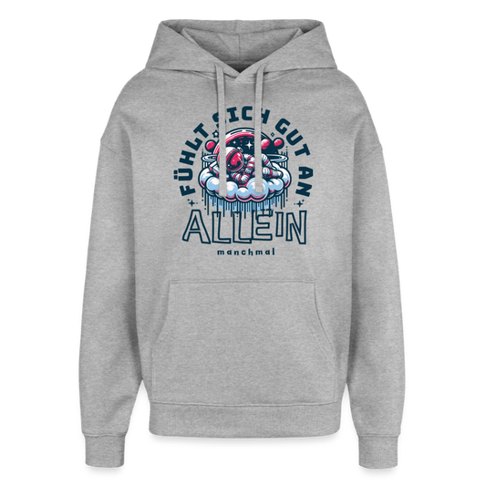 Oversized Unisex Hoodie mit Astronautmotiv - Grau meliert