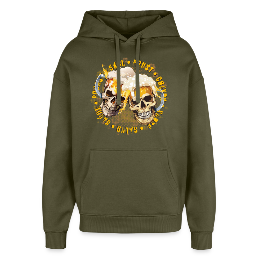 Party Skull Design Hoodie - Khaki