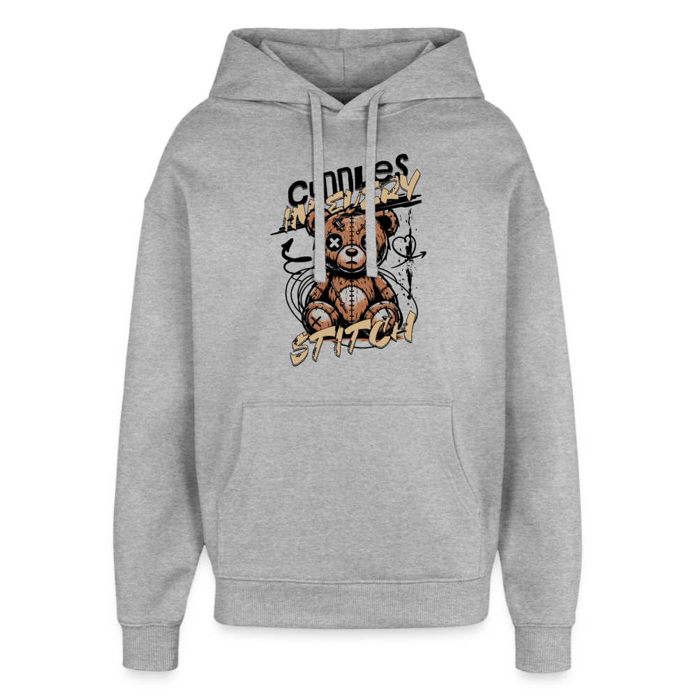Bear Design Hoodie - Grau meliert