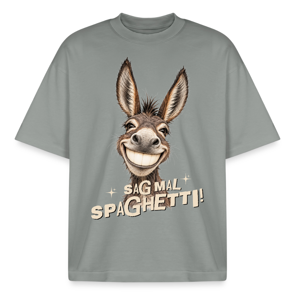 Boxy Unisex T-Shirt mit Eselmotiv - Nebelgrau