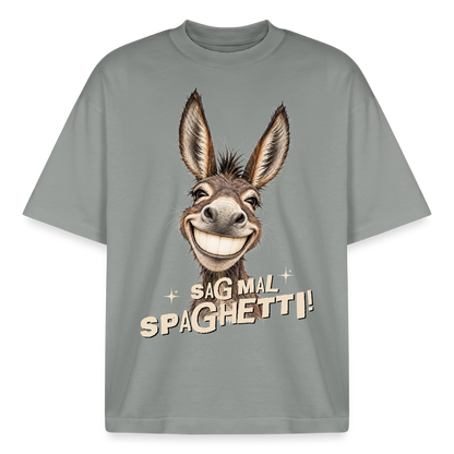 Boxy Unisex T-Shirt mit Eselmotiv - Nebelgrau