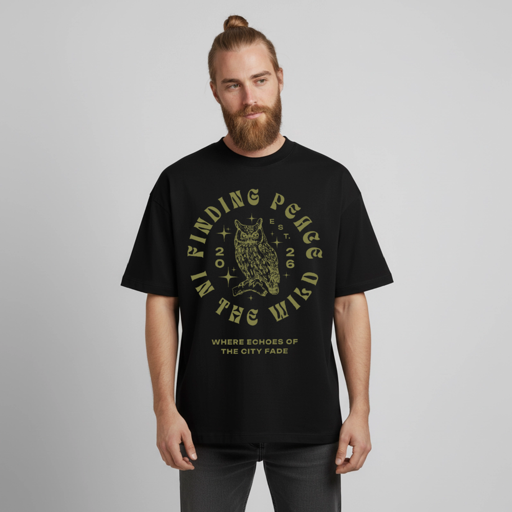 Eule Design T-Shirt - Schwarz
