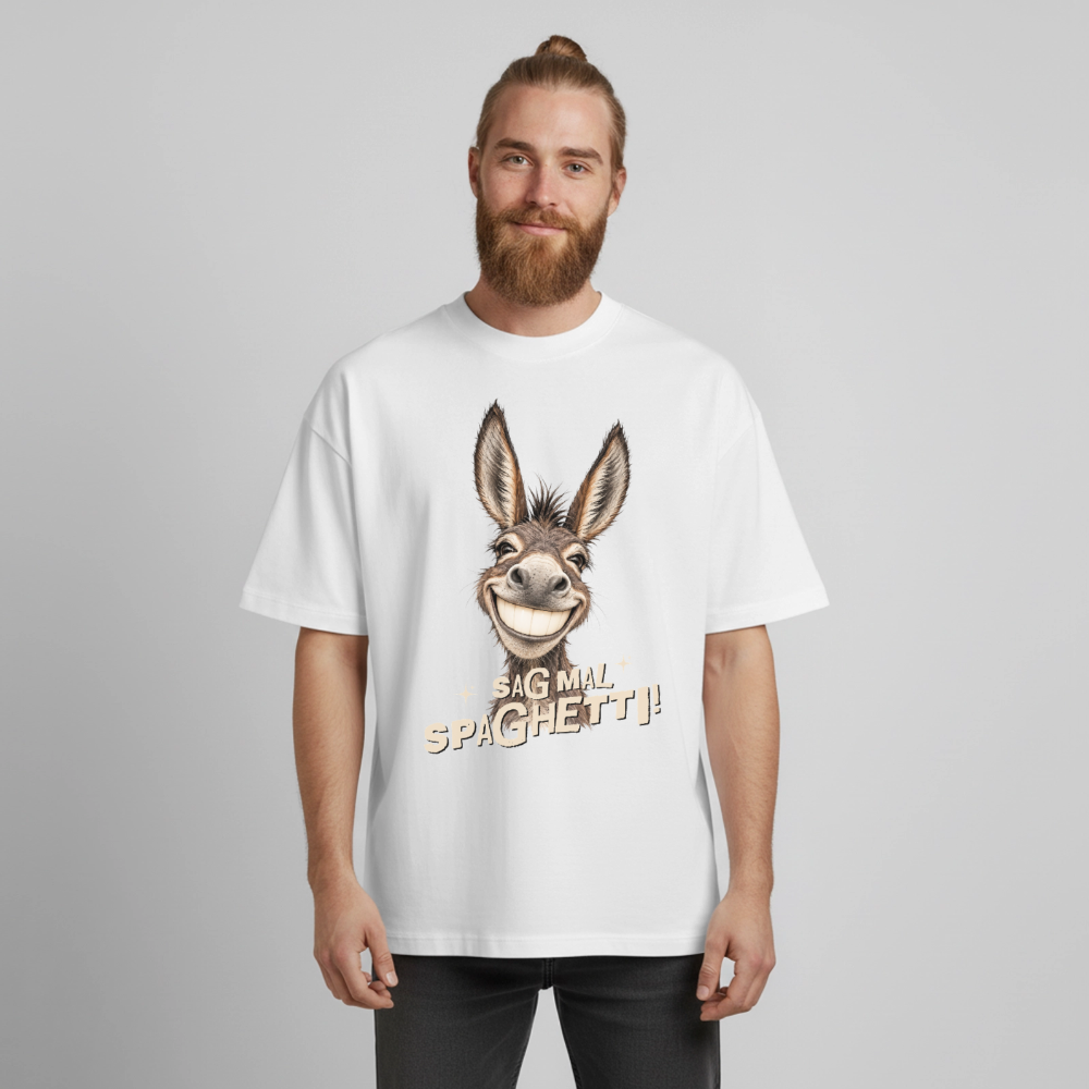 Boxy Unisex T-Shirt mit Eselmotiv - Weiß