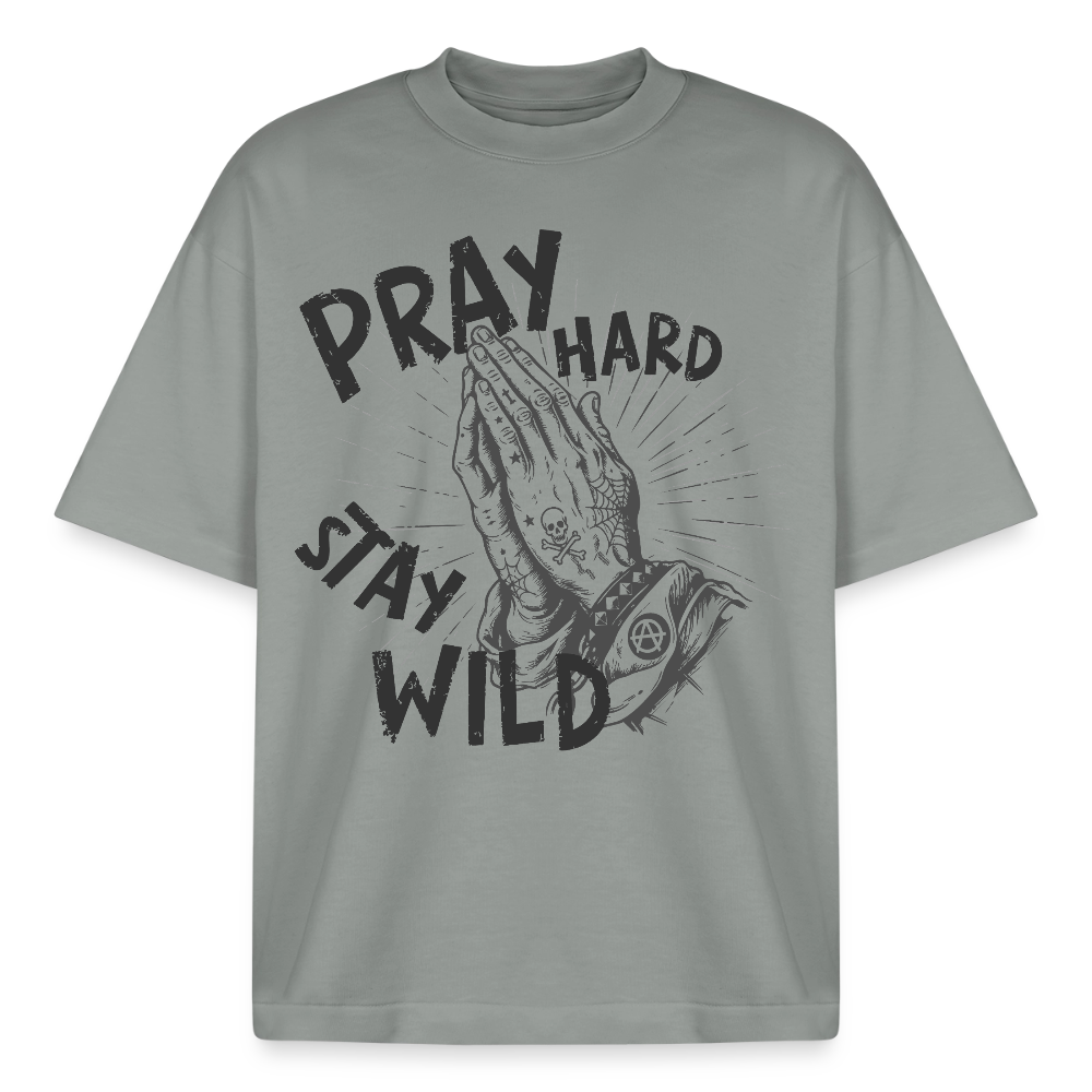 Pray Hard Design T-Shirt - Nebelgrau