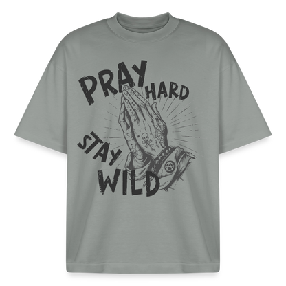 Pray Hard Design T-Shirt - Nebelgrau