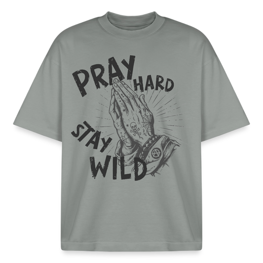 Pray Hard Design T-Shirt - Nebelgrau