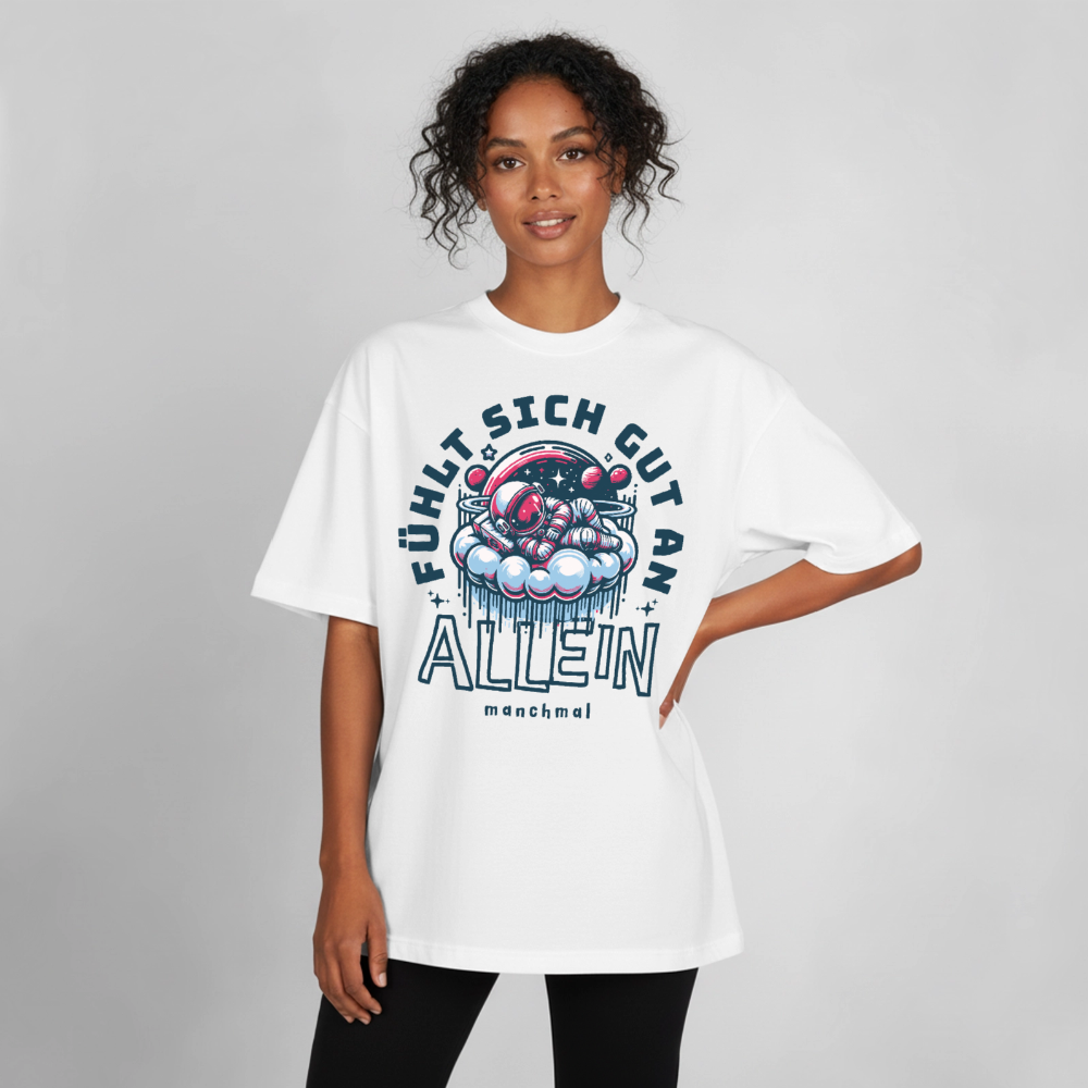 Unisex Boxy T-Shirt mit Astronaut - Weiß