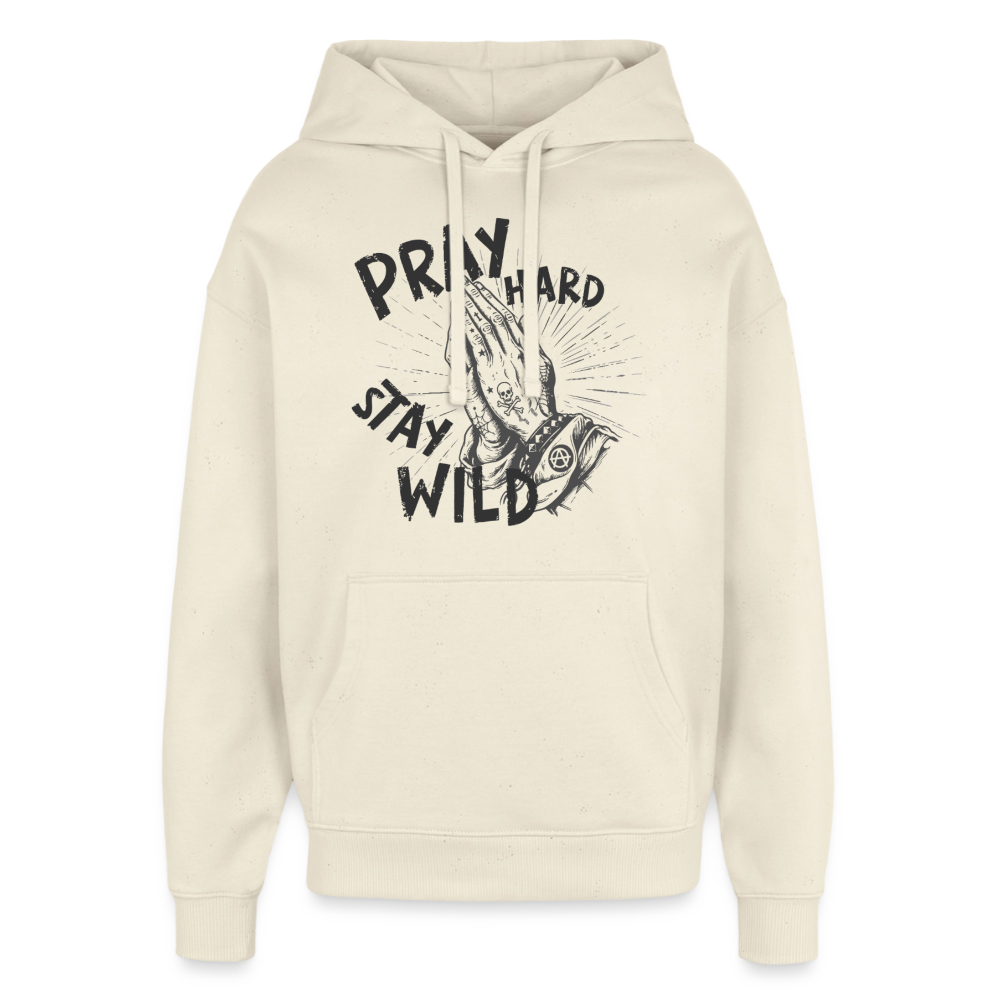 Pray Hard Design Hoodie - Natur