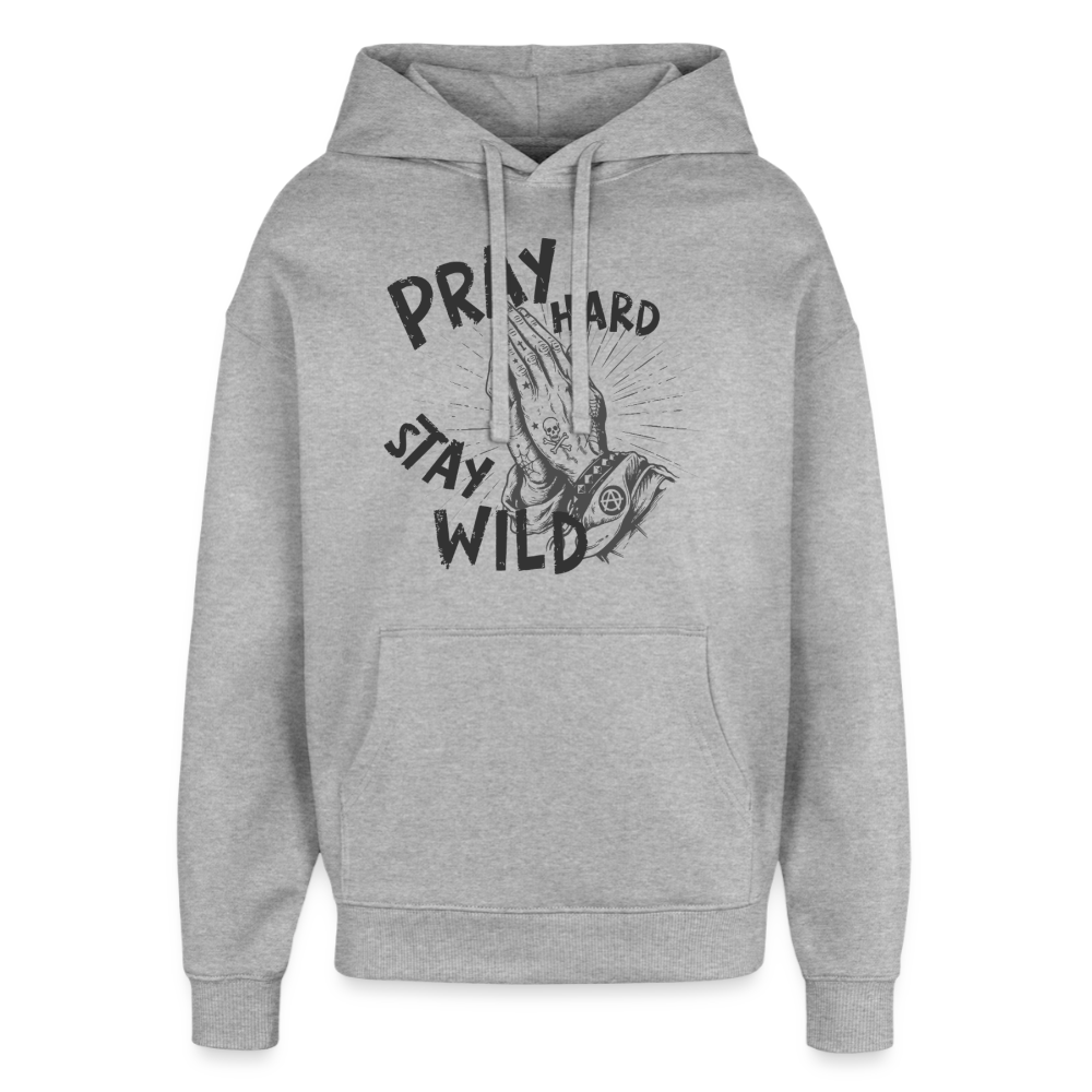 Pray Hard Design Hoodie - Grau meliert